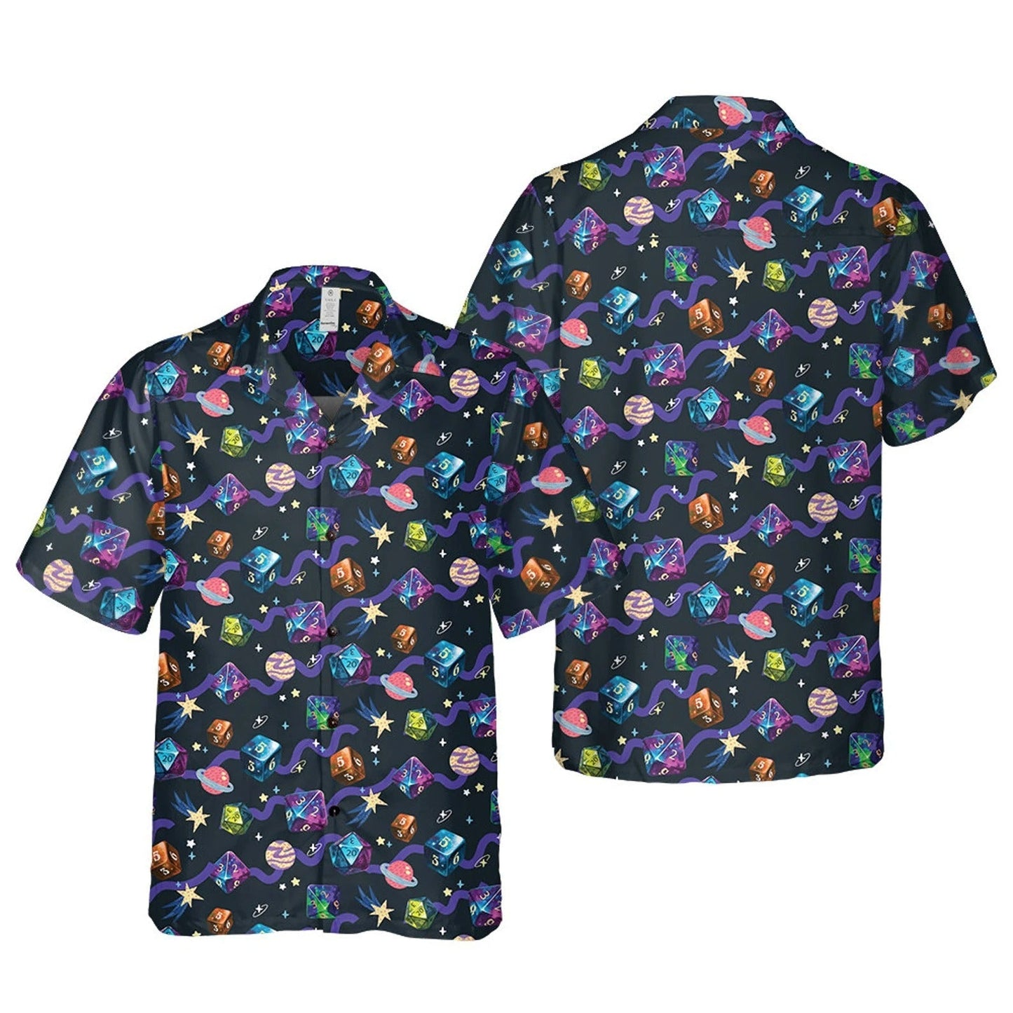 Space Dice Hawaiian Shirt, Fantasy RPG Galaxy Gamer Aloha Shirt