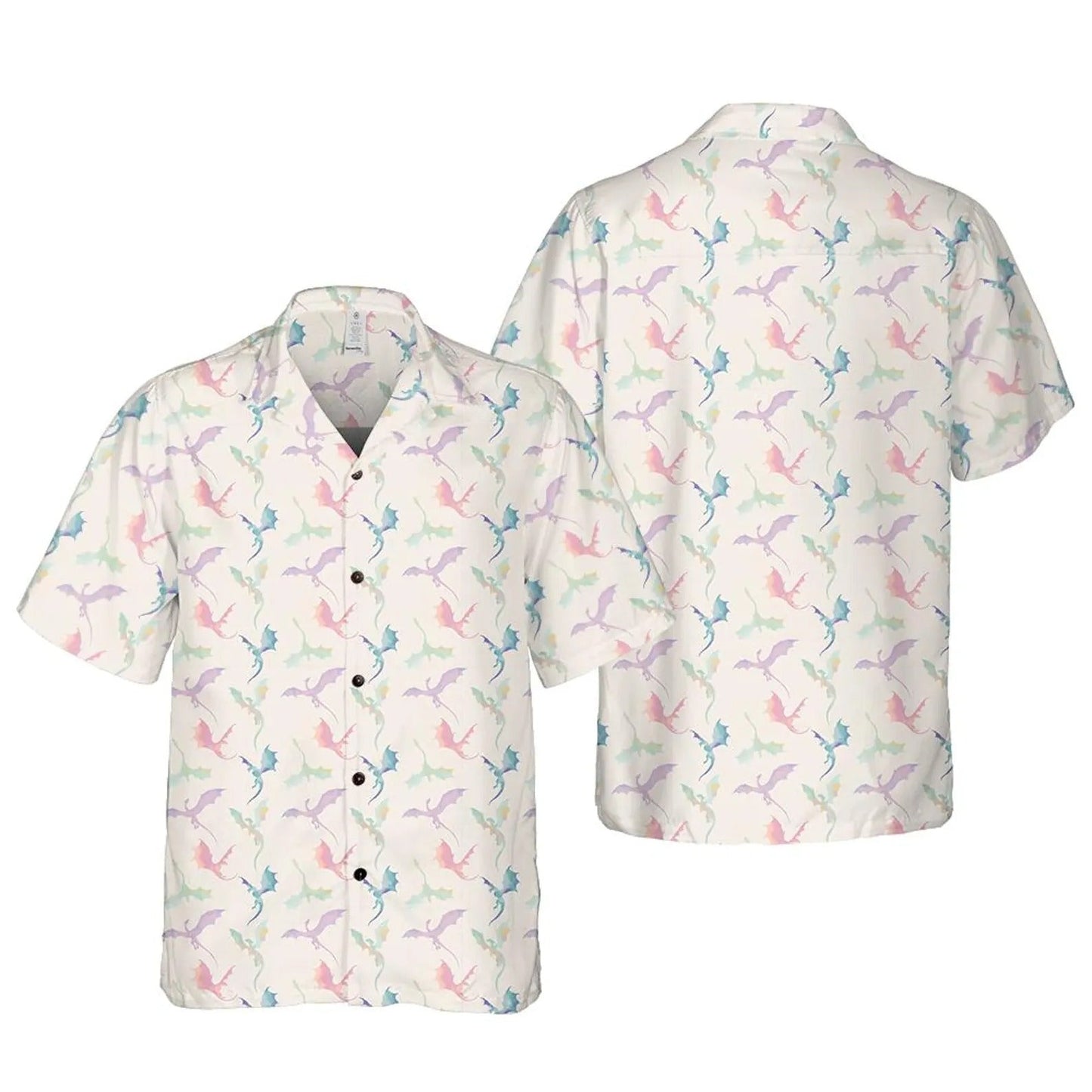 Pastel Dragon Hawaiian Shirt, Cute Fantasy Aloha Shirt for Summer