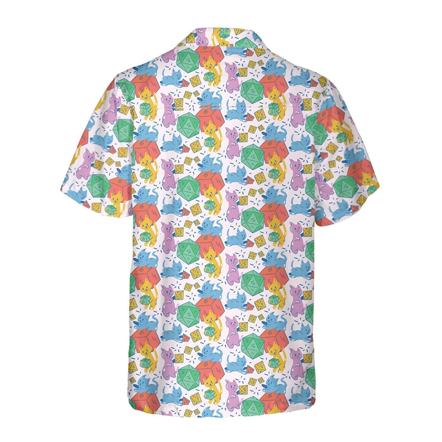 Cat Dice Pattern Hawaiian Shirt, Tabletop RPG Gamer Gift, Cute Aloha Shirt