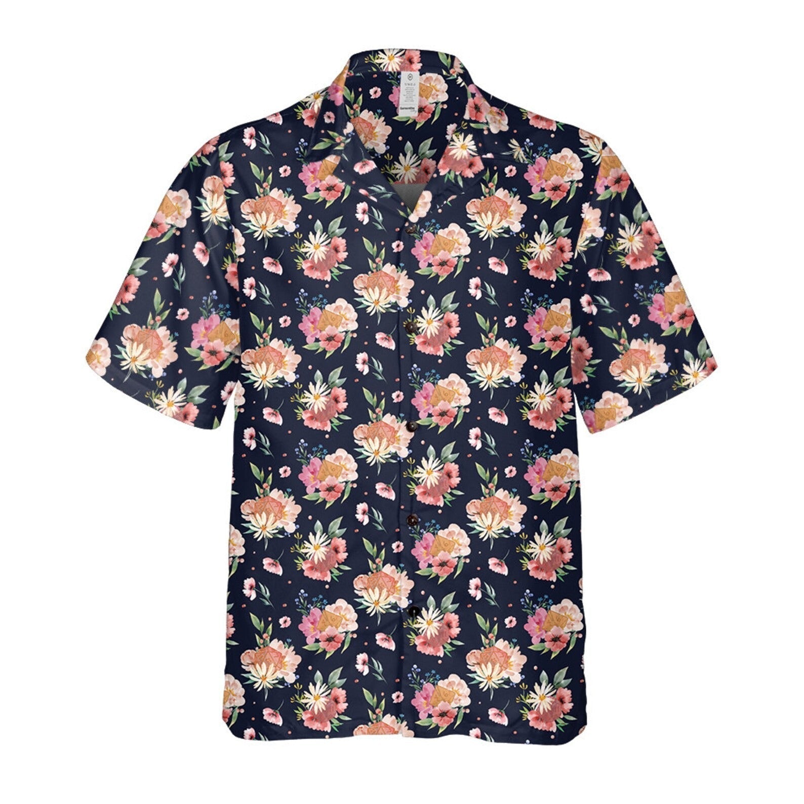 Floral Dice Hawaiian Shirt, Cute Gamer Aloha Shirt, Fantasy Gift Shirt