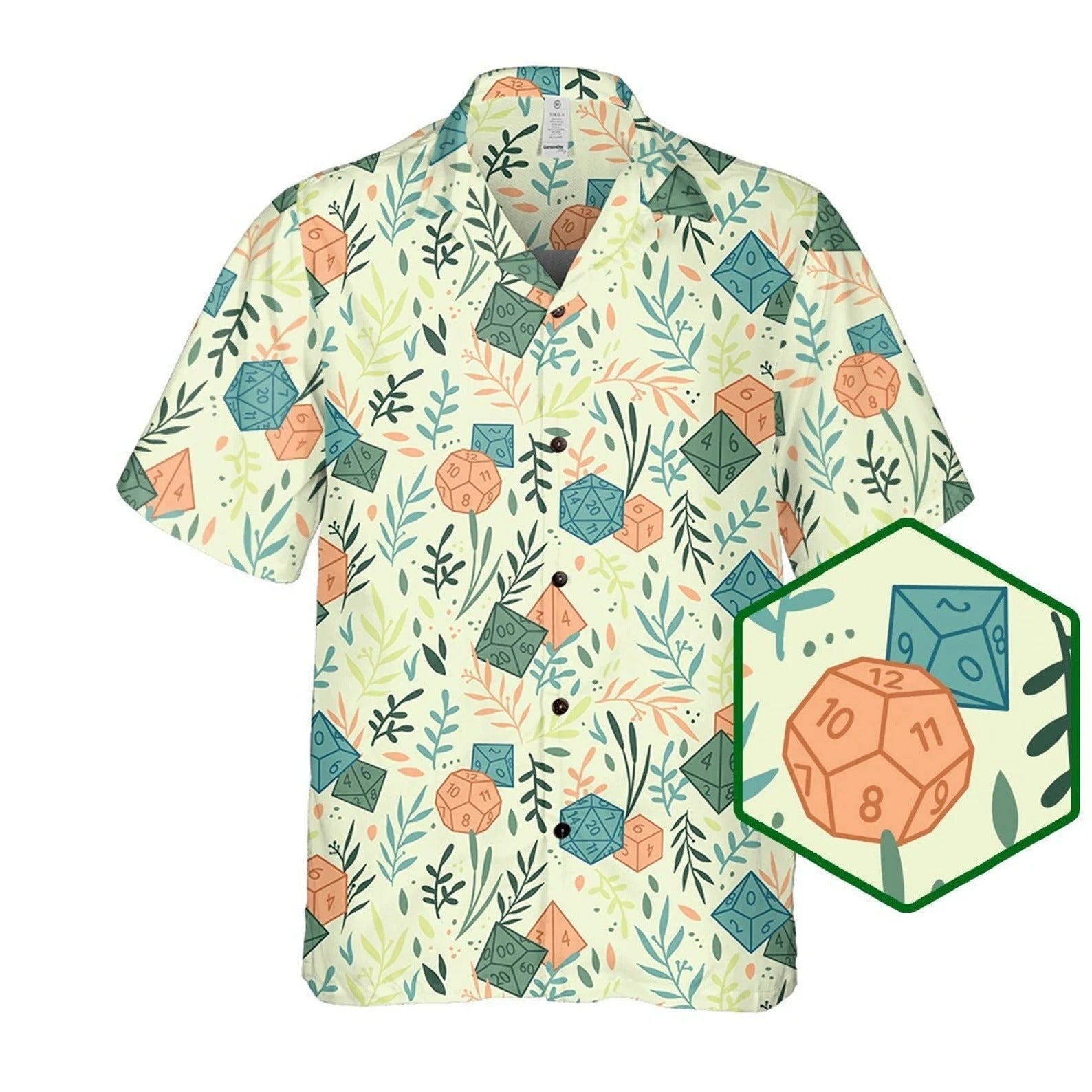 Light Dice Hawaiian Shirt, Casual Fantasy Gamer Aloha Shirt for Summer