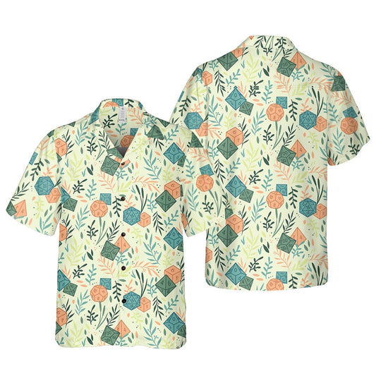 Light Dice Hawaiian Shirt, Casual Fantasy Gamer Aloha Shirt for Summer