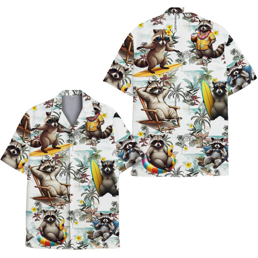 Funny Raccoon Hawaii Shirt, Surfing Raccoon Aloha Shirt
