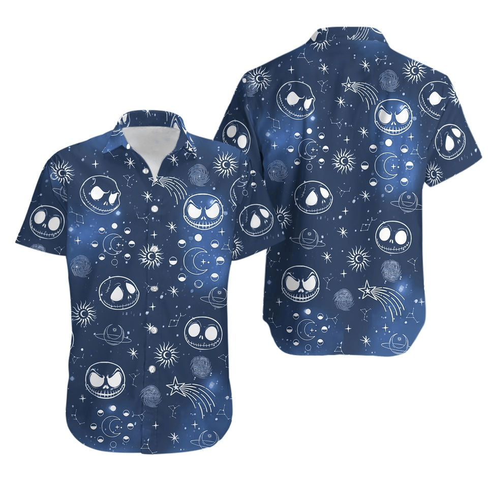 NoClaws The Nightmare Before Christmas Hawaii Shirt Jack Skellington Stars Planet Aloha Shirt Blue Unisex