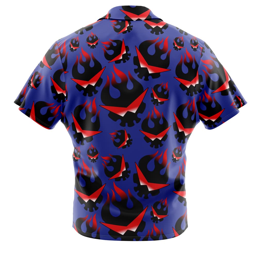 Kamina’s Great Flaming Skull Tengen Toppa Gurren Lagann Button Up Hawaiian Shirt