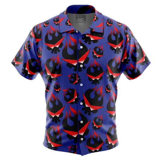 Kamina’s Great Flaming Skull Tengen Toppa Gurren Lagann Button Up Hawaiian Shirt