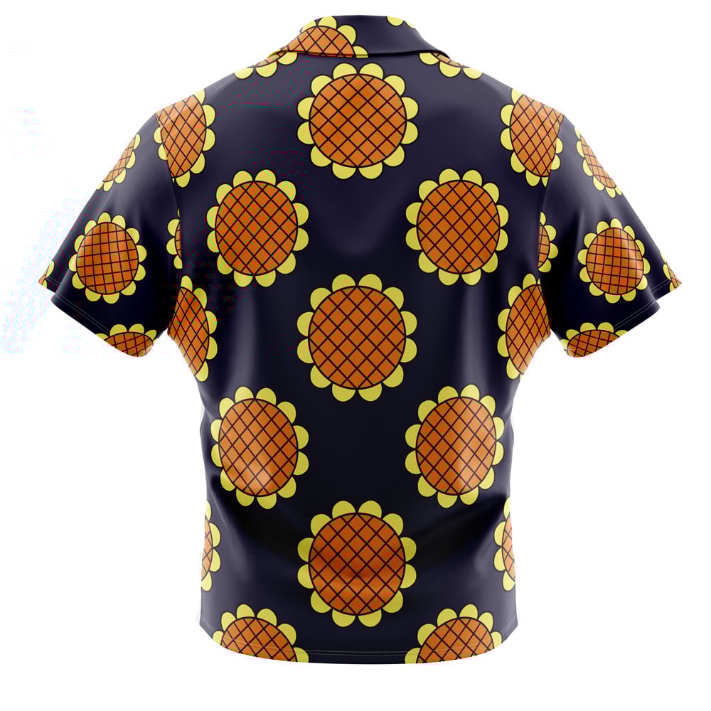 Navy Blue Monkey D. Luffy Lucy Dressrosa One Piece Button Up Hawaiian Shirt