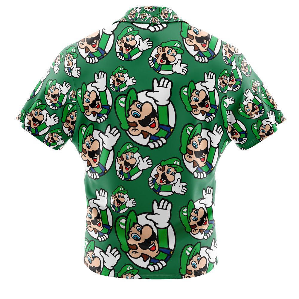 Luigi Super Mario Bros Button Up Hawaiian Shirt