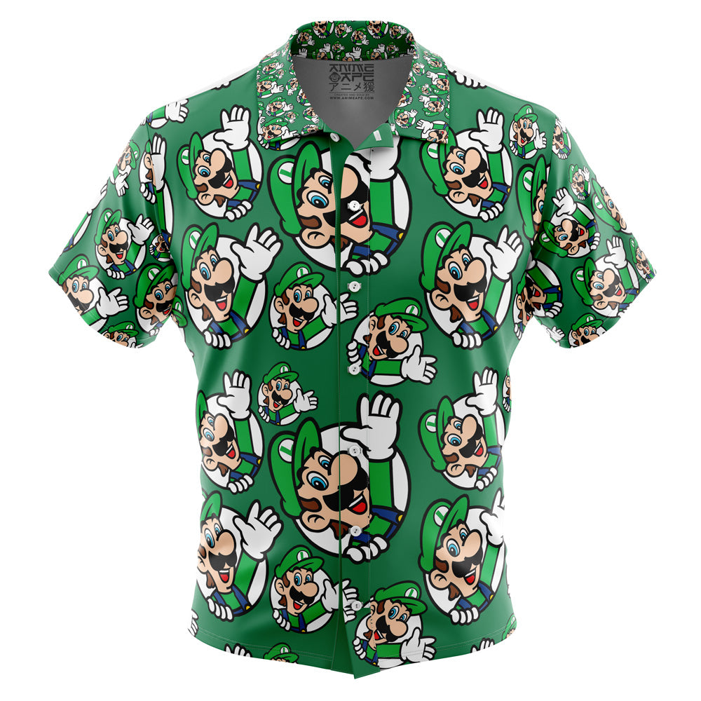 Luigi Super Mario Bros Button Up Hawaiian Shirt