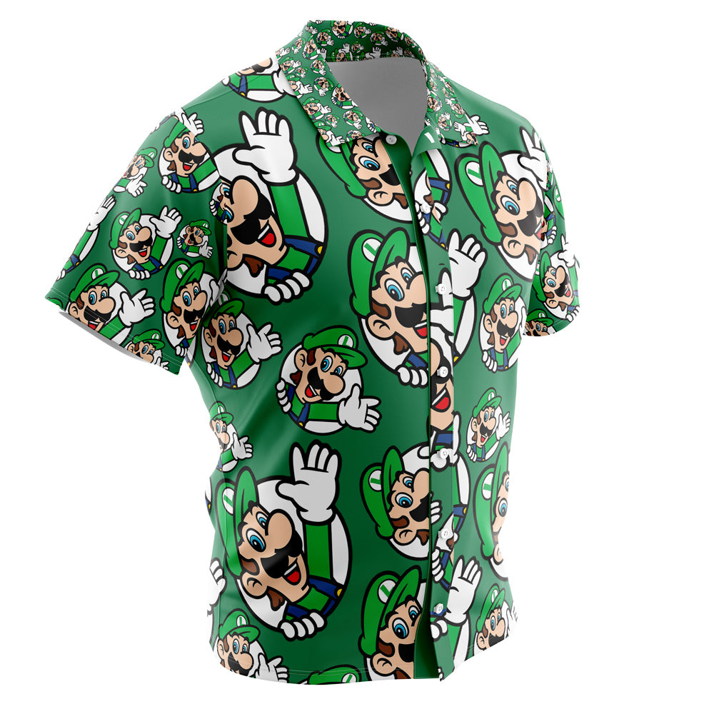 Luigi Super Mario Bros Button Up Hawaiian Shirt