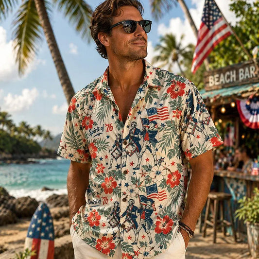 250 Years of America Hawaiian Shirt, Spirit of 76 Patriotic 4th of July 1776-2026 AOP Hawaii Shirt 685190
