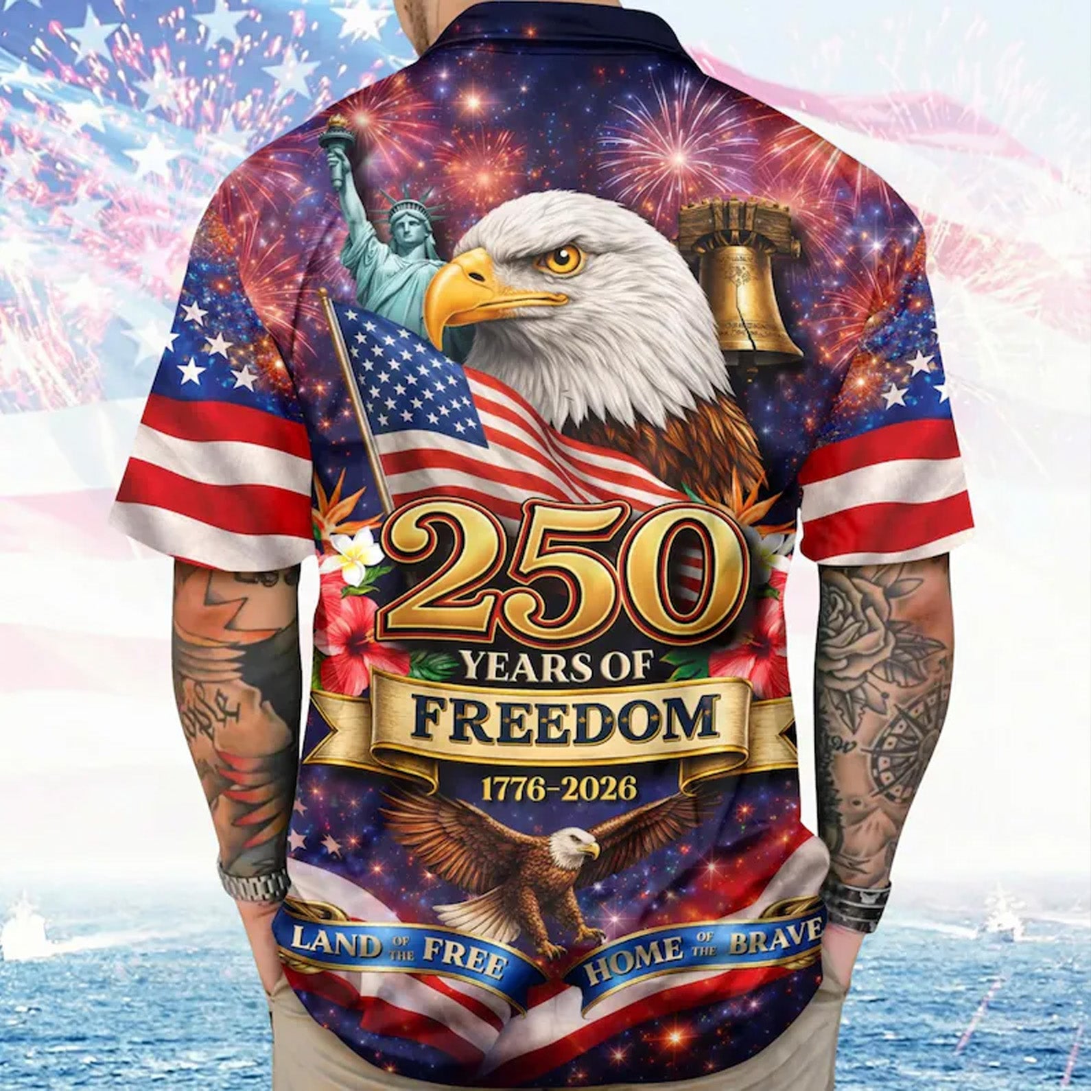 Patriotic 250 Years of Freedom Hawaiian Shirt, USA 1776-2026 Anniversary AOP Hawaii Shirt 685227 WFD