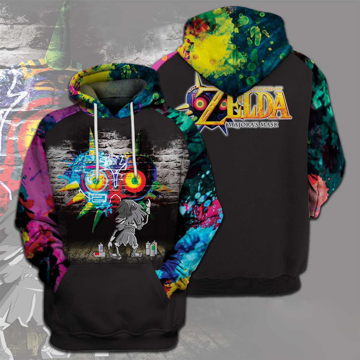 Legend Of Zelda Shirt Majora's Mask Grafitti Colorful T-shirt Legend Of Zelda Hoodie