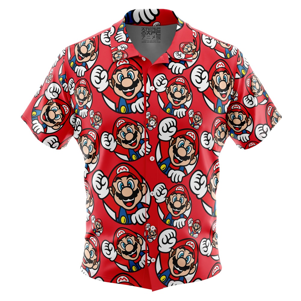 Mario Bros Super Mario Bros Button Up Hawaiian Shirt