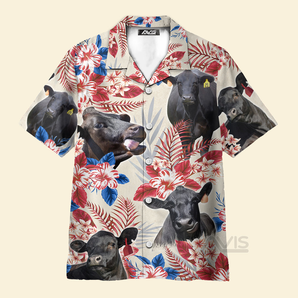 Unique Black Angus Happiness US Flag - Hawaiian Shirt