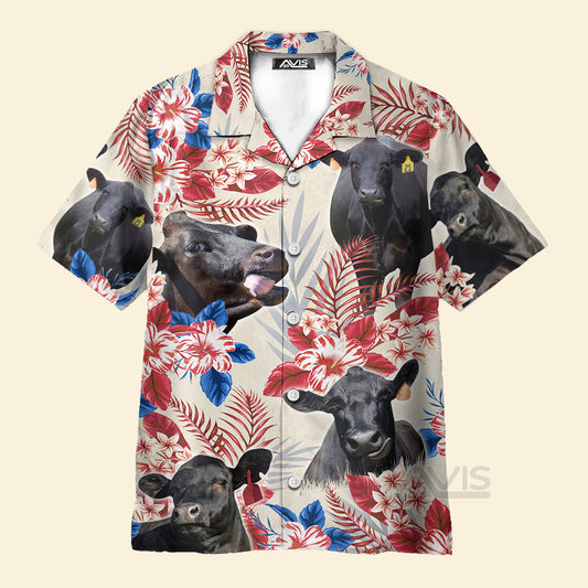 Unique Black Angus Happiness US Flag - Hawaiian Shirt