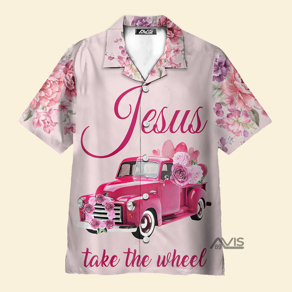 Car Faith-Inspired Take The Wheel Pink Aloha - Hawaiian Shirt
