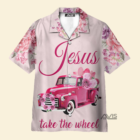 Car Faith-Inspired Take The Wheel Pink Aloha - Hawaiian Shirt