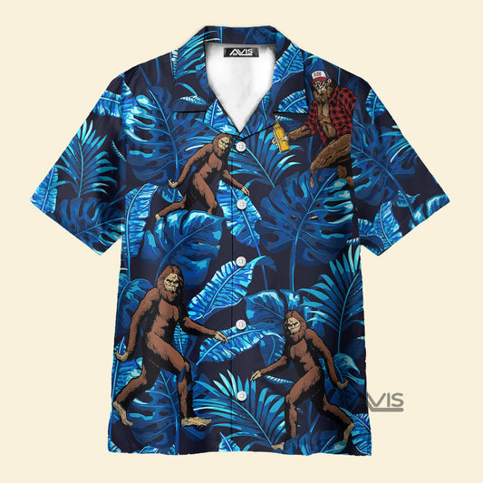 Tropical Bigfoot Blue Aloha - Hawaiian Shirt Summer Vibe