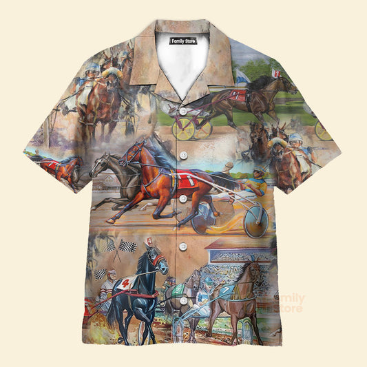 Horse Harness Racing On With Passion - Vintage Hawaiian Shirt