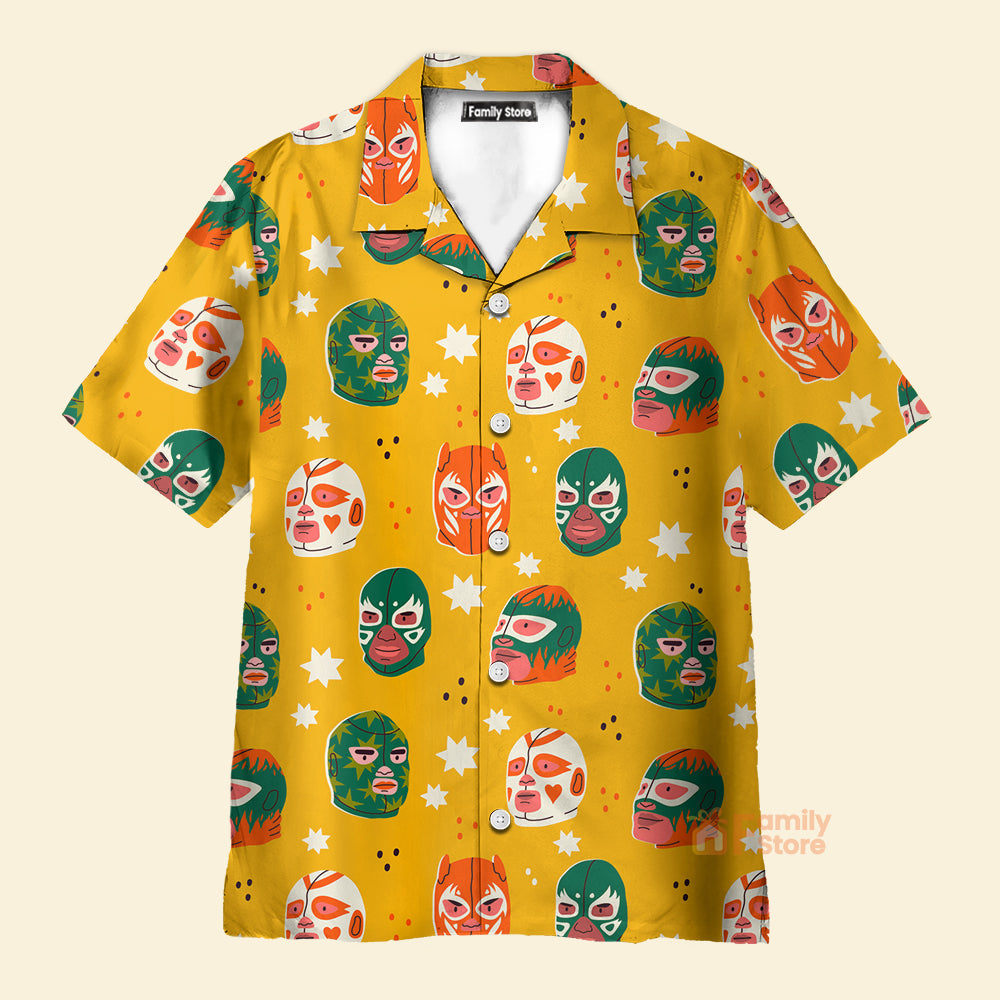 Wrestling Character Pattern Yellow - Hawaiian Shirt