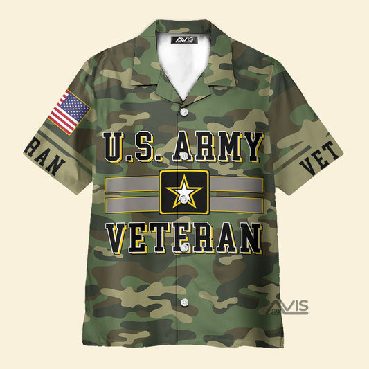 US Army Green Camouflage Veteran - Hawaiian Shirt