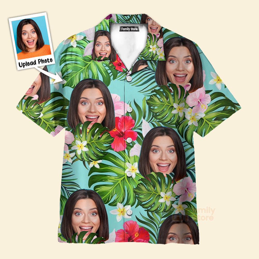 Custom Photo Face Hibiscus Flower Summer 3 - Hawaiian Shirt