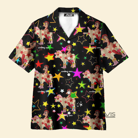 Retro Western Cowgirl Black - Hawaiian Shirt