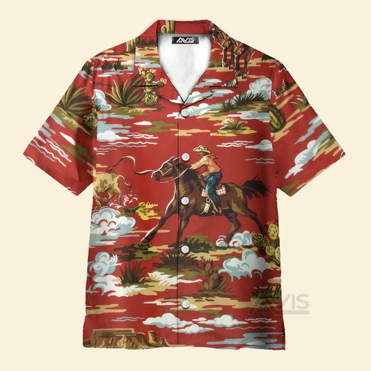 Cowboy Equestrian Cactus Red - Hawaiian Shirt