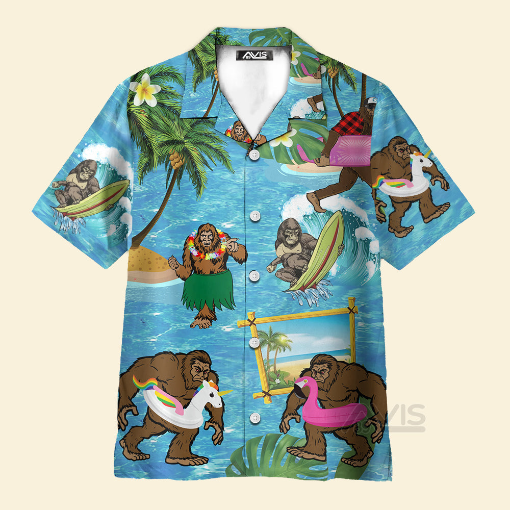 Tropical Aloha Wave Surfing Beach Bigfoot - Gift For Men And Women  - Hawaiian Shirt