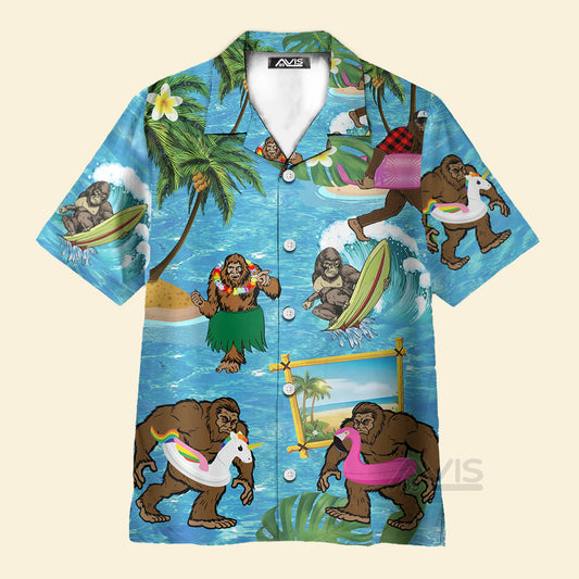 Tropical Aloha Wave Surfing Beach Bigfoot - Gift For Men And Women  - Hawaiian Shirt
