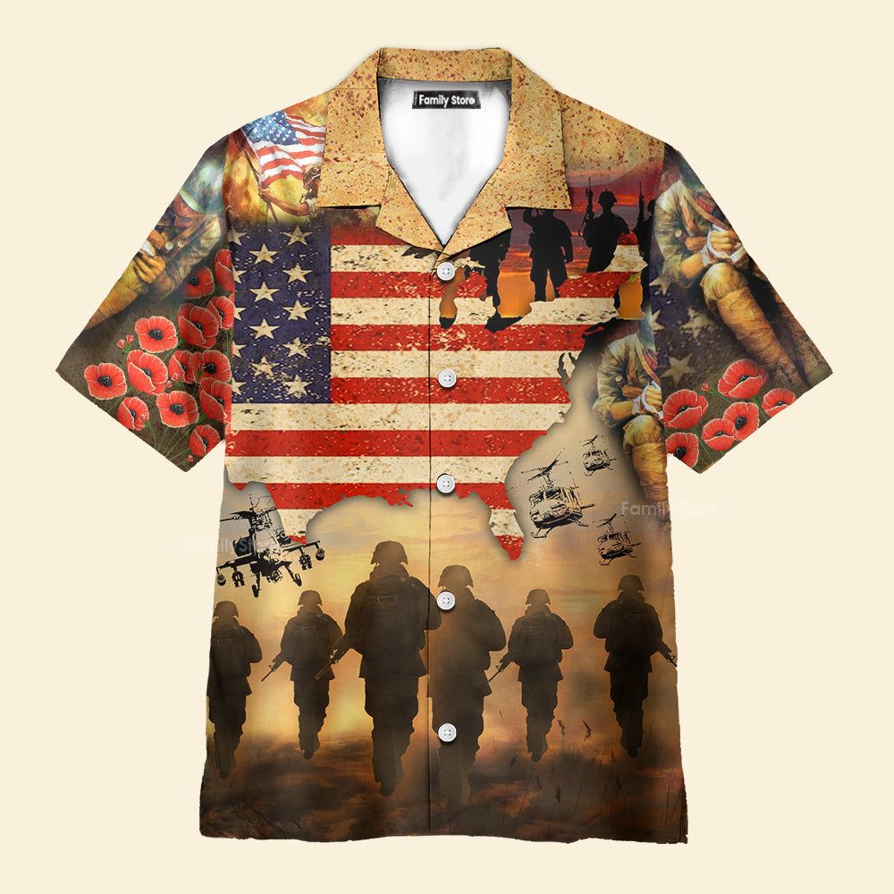 Veteran Blood Sweat And Tear America Flag - Hawaiian Shirt