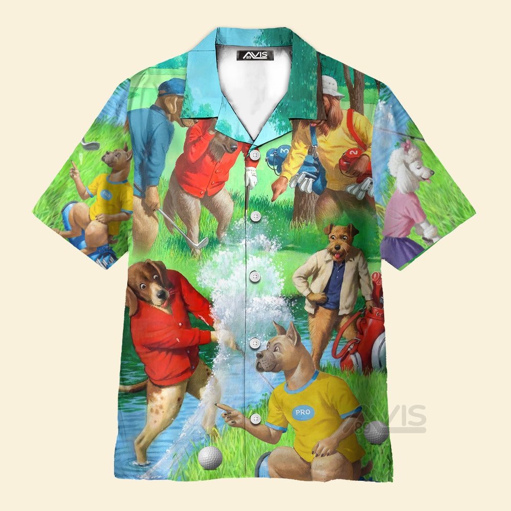 Golf Dog Cool Lover Golf Art Style - Gift For Dog Lovers - Hawaiian Shirt