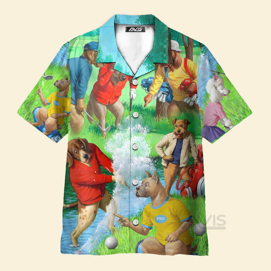 Golf Dog Cool Lover Golf Art Style - Gift For Dog Lovers - Hawaiian Shirt