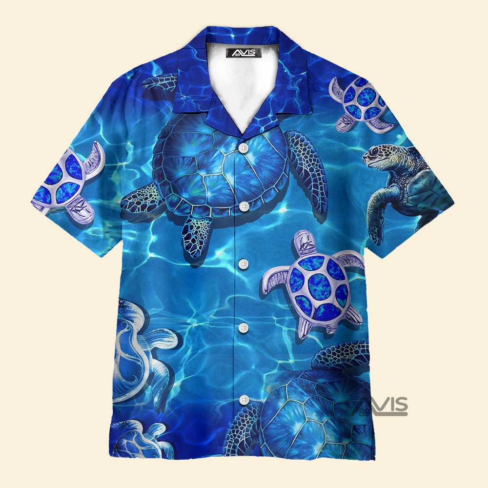 Turtle Go With The Flow In Ocean - Hawaiian Shirt