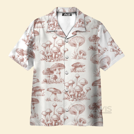 Retro Mushroom Summer 80s Beige Color - Hawaiian Shirt
