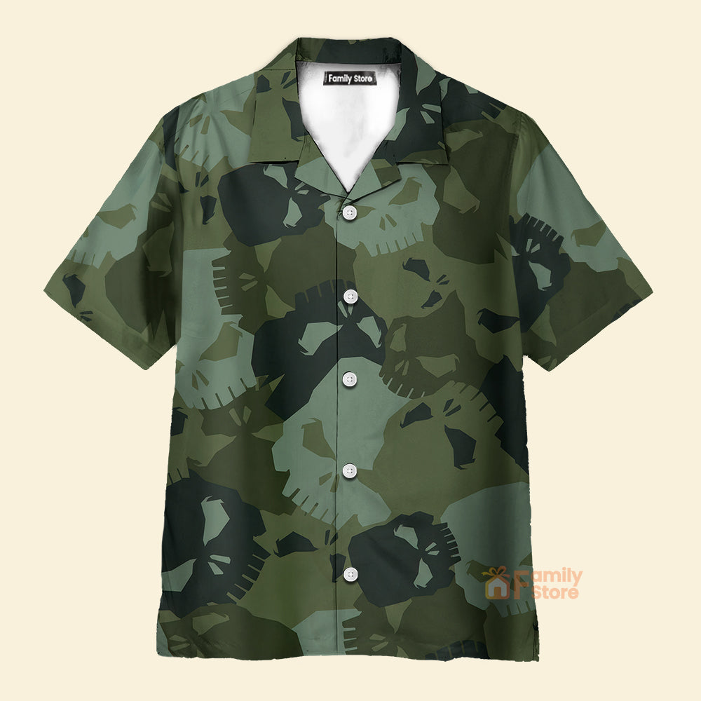 Camouflage Skull Pattern - Hawaiian Shirt