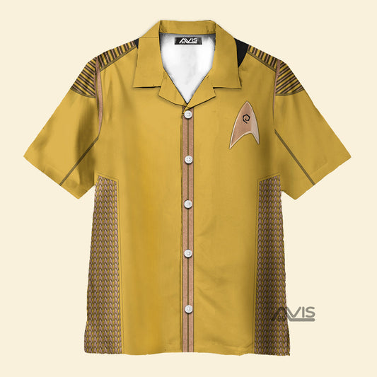 SaTr DIS Enterprise Uniform Command Captain Brown Cool Costume - Hawaiian Shirt