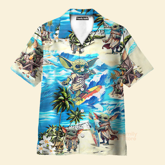 Baby Yoda Stwa Surfing - Hawaiian Shirt For Men, Women, Kids