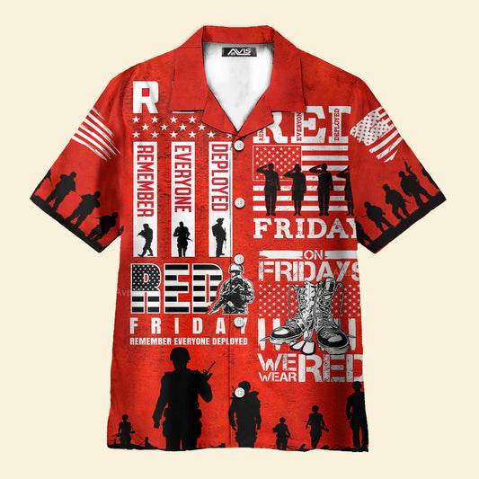 Shoe American Veterans On Friday We Wear Red Aloha - Hawaiian Shirt