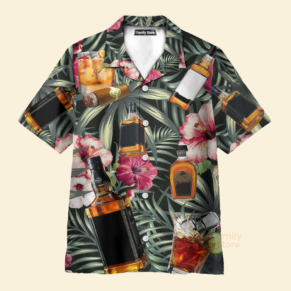 Wine Bourbon Tropical Leaf - Hawaiian Shirt