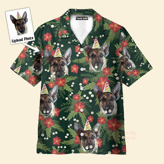 Custom Photo Dog Face Christmas Tropical  For Pet Lovers-Hawaiian Shirt PN302087Lb