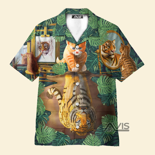 Cat And Tiger Leaf - Gift For Cat Lovers - Hawaiian Shirt