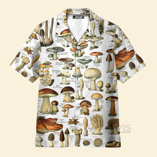 Vintage Fungi Types Of Mushroom - For Men And Women - Hawaiian Shirt