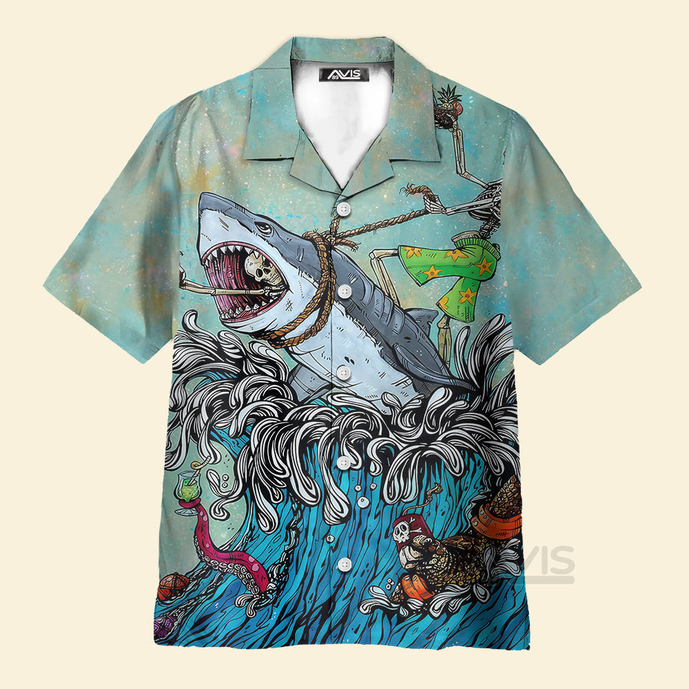 The Great Wave Off Kanagawa Shark - Hawaiian Shirt