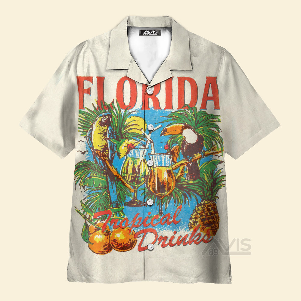 Tropical Drinks Florida Parrot - Hawaiian Shirt