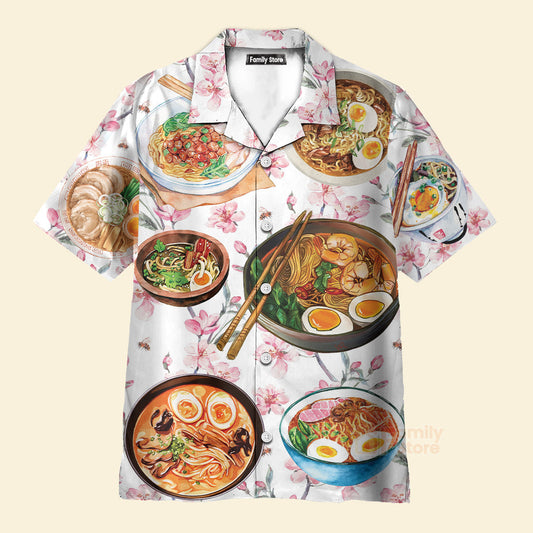 Funny Food Ramen Delicious Floral Style Hawaiian Shirt