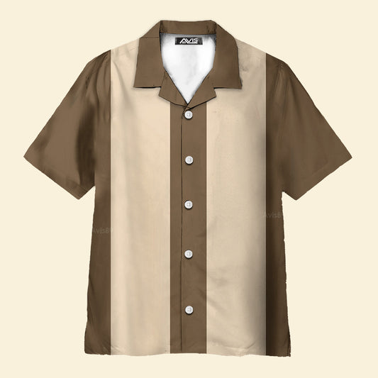 50s Bowling Style Khaki Brown - Hawaiian Shirt