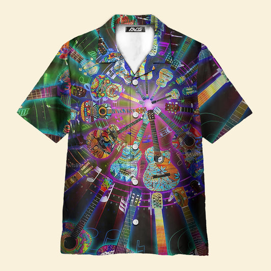 Hippie Funny Guitar Music Colorful - Hawaiian Shirt