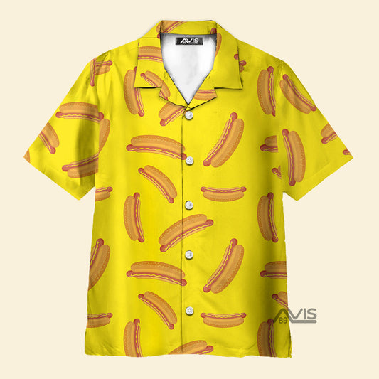 Hot Dog On Yellow - Hawaiian Shirt